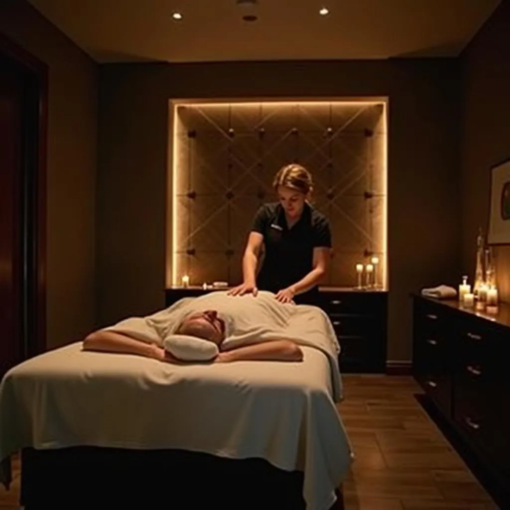 Man enjoying a relaxing back massage at a spa salon