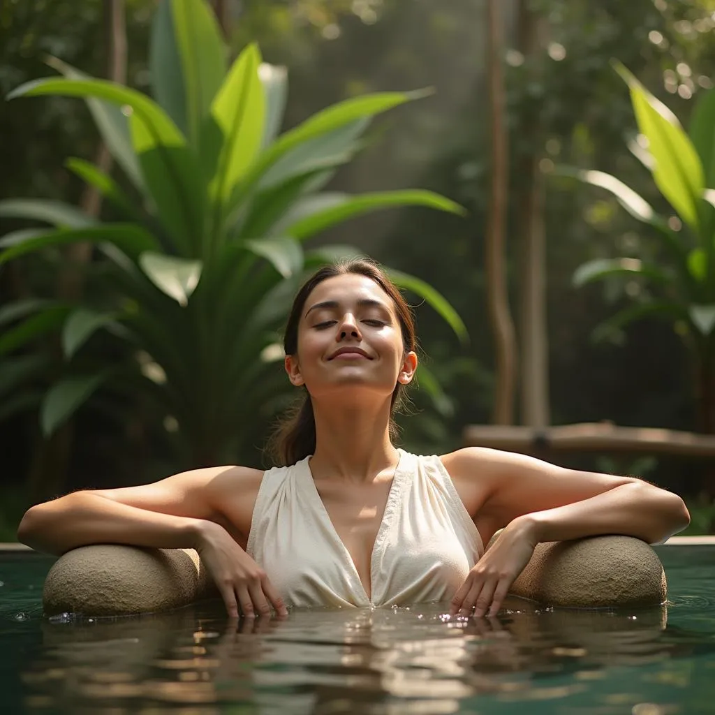 A woman enjoying the serene ambiance of a Manikonda spa