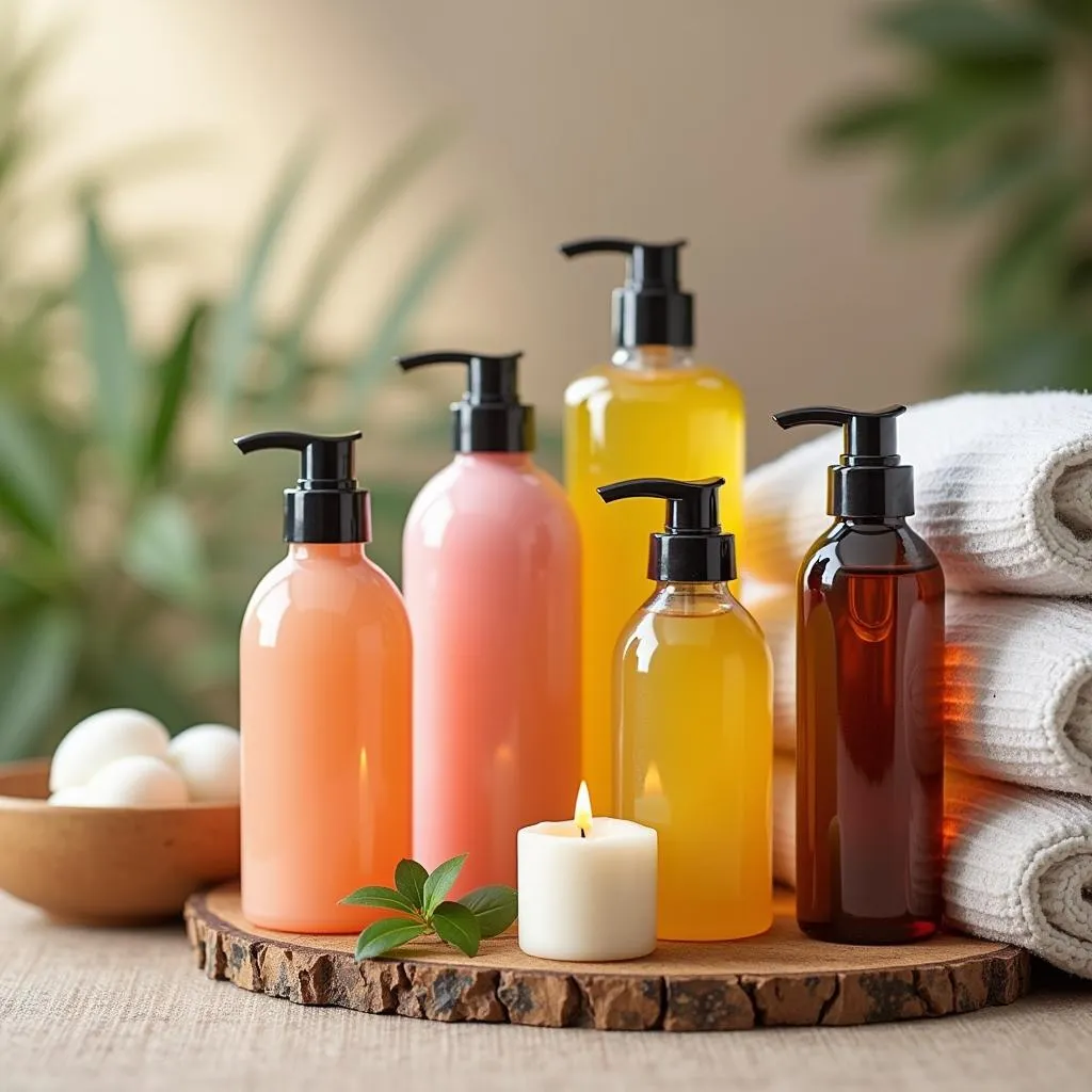 Selection of Massage Oils and Spa Products