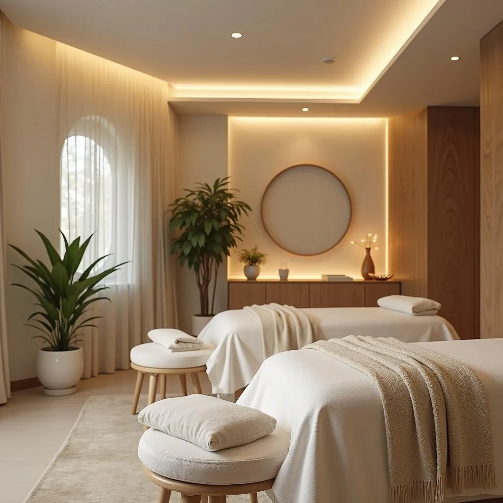 Calm and Relaxing Atmosphere in a Massage Spa