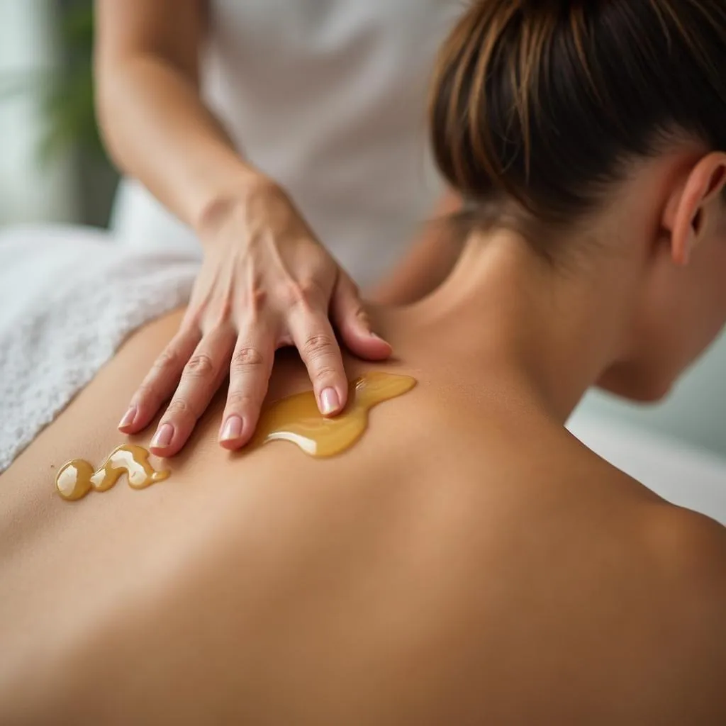 Massage Therapist Applying Oil on Client's Back