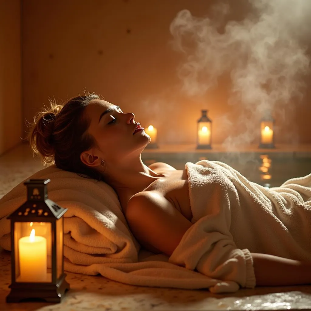 Woman Relaxing in a Miraj Hammam Spa