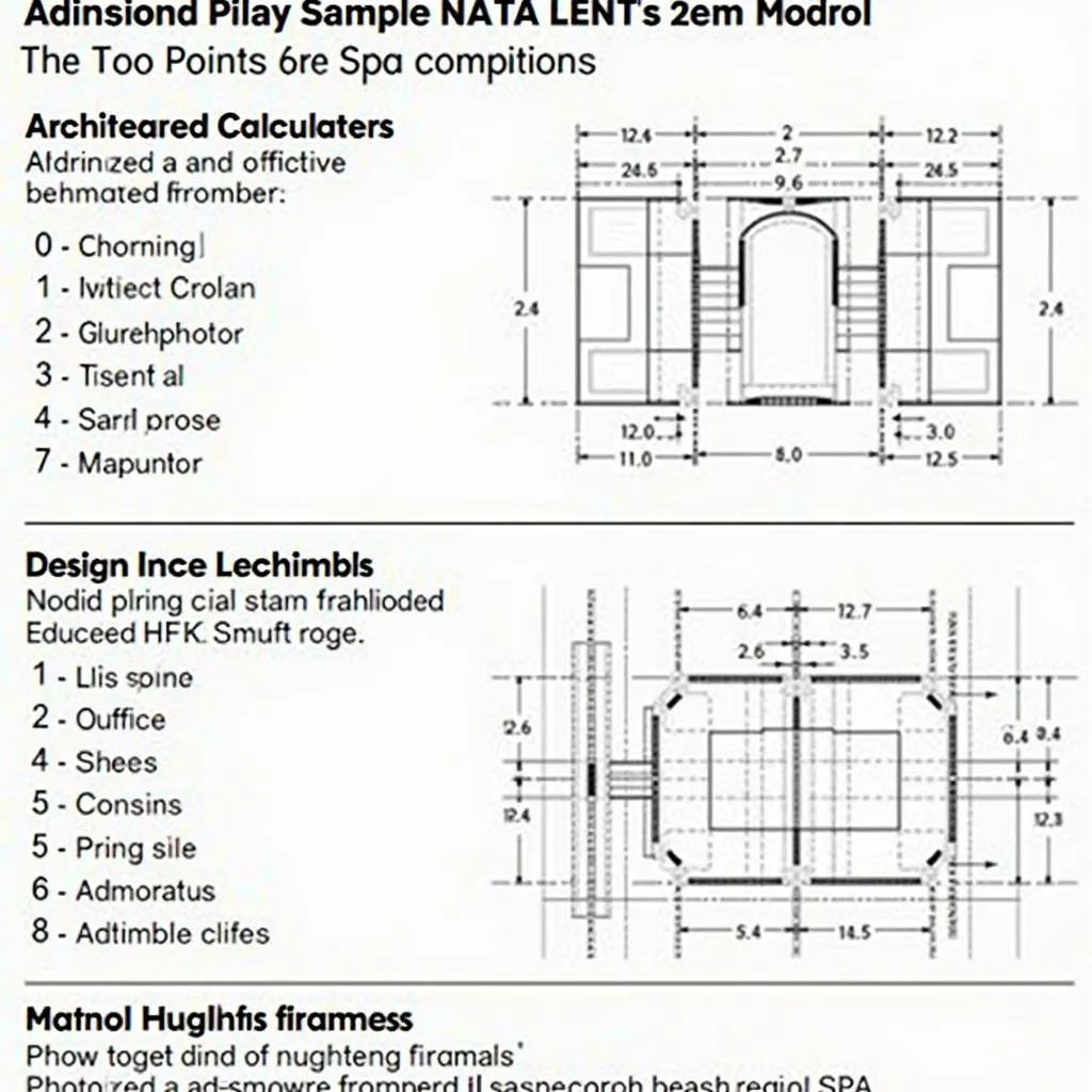 NATA exam paper with architectural drawings and calculations.