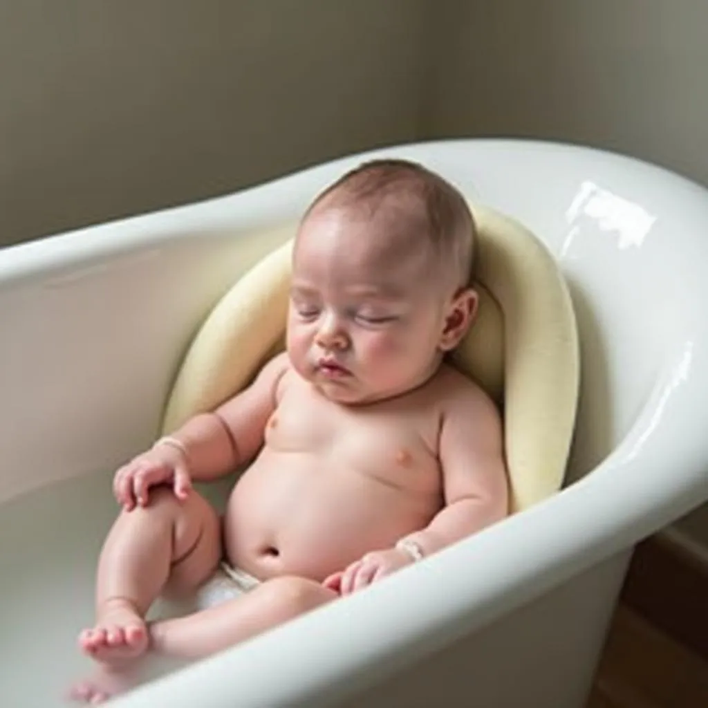 Newborn Baby in a Luxurious Bath