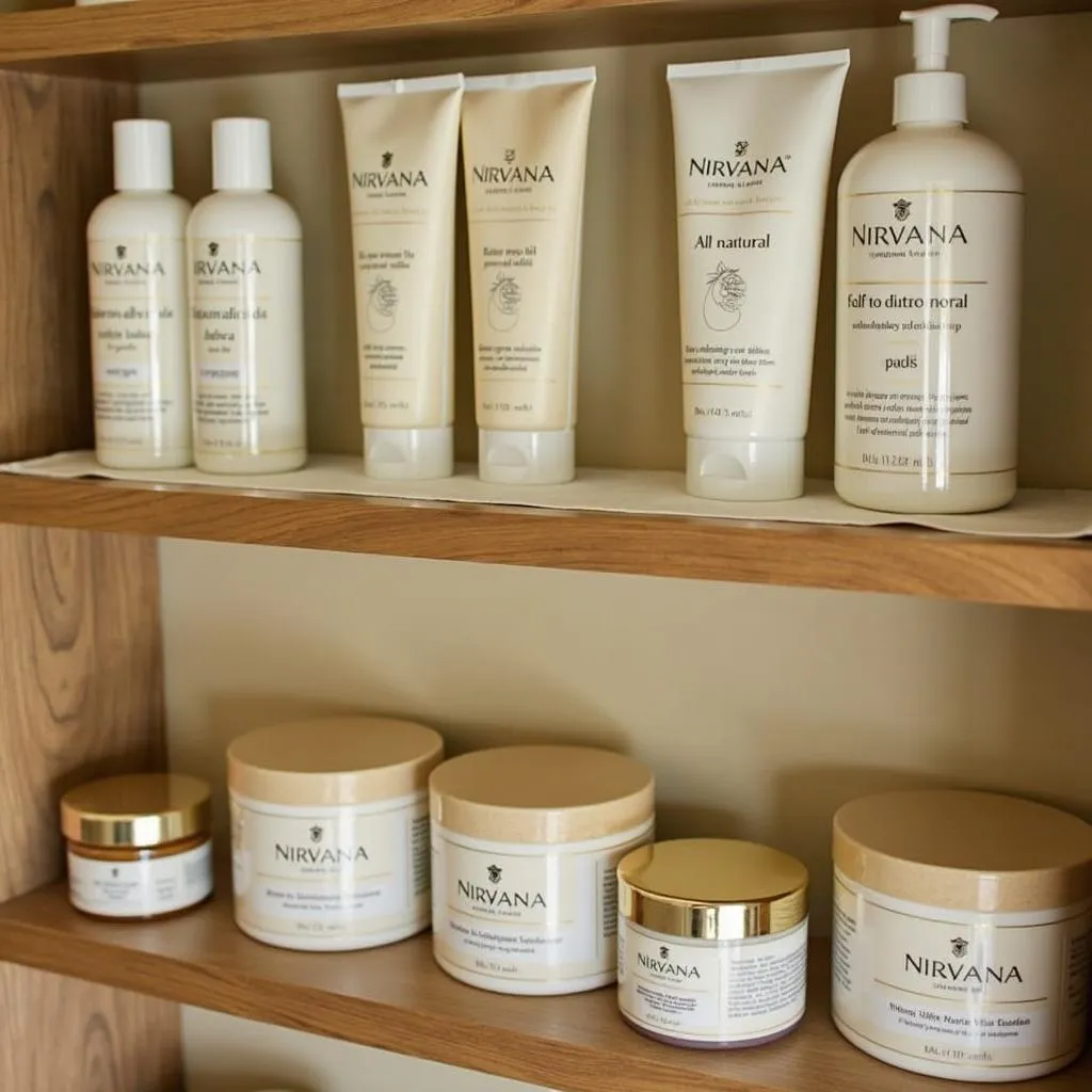 A selection of premium spa products displayed on a shelf