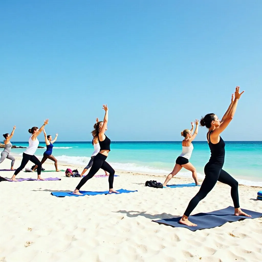 Yoga class on the beach at The Royal Playa del Carmen