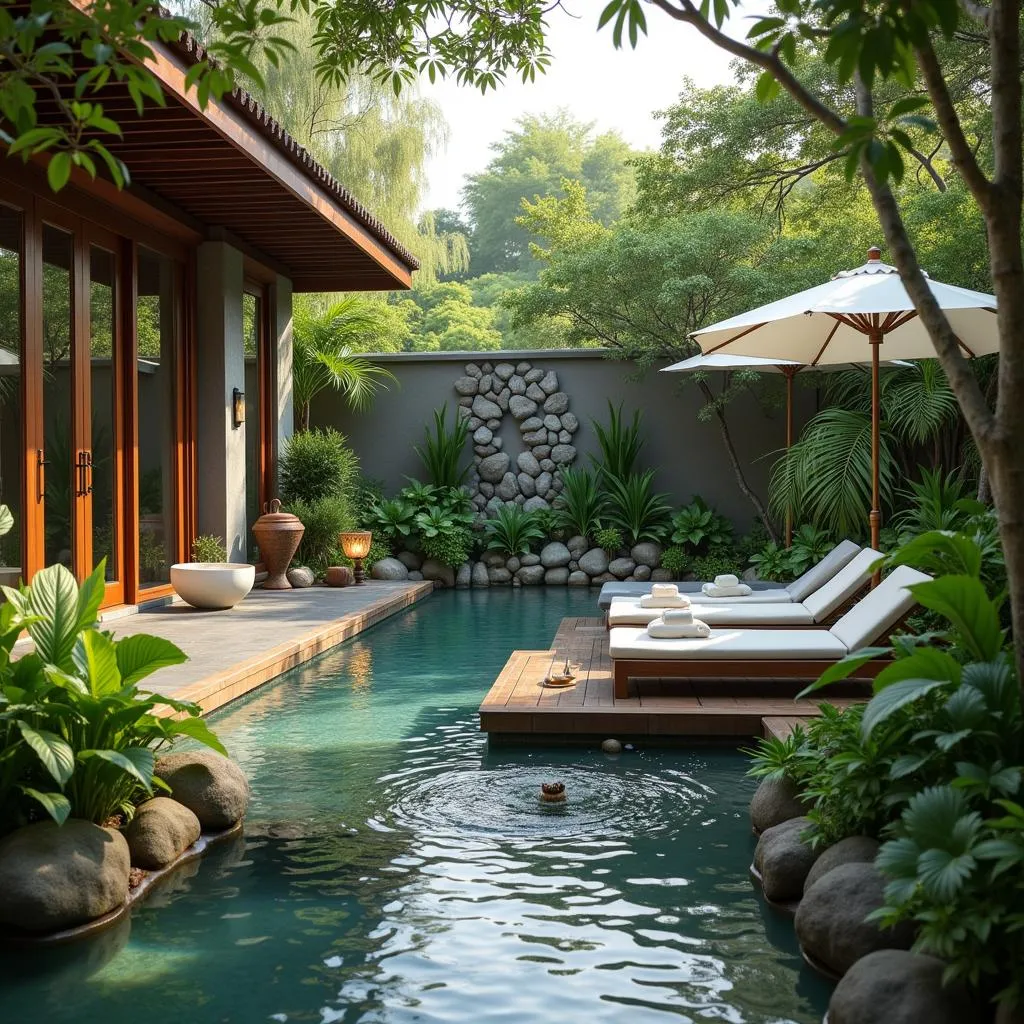 Serene Garden Setting in a Bali Spa