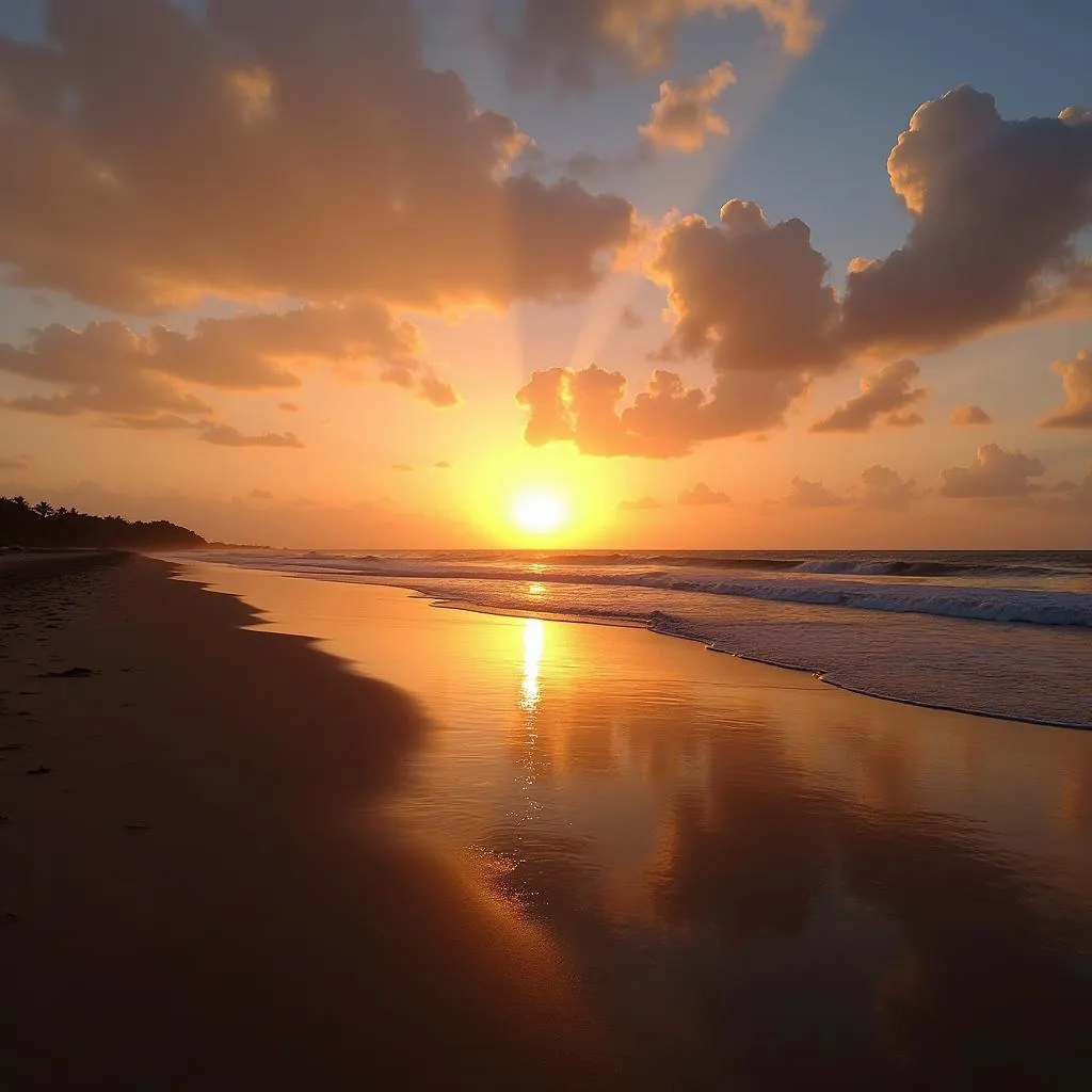  Tranquil Sunset on Pondicherry Beach