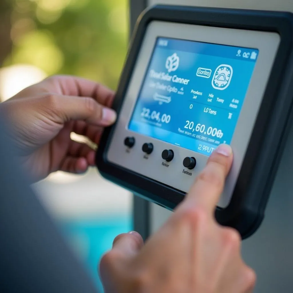 Pool Owner Adjusting Solar Control Panel