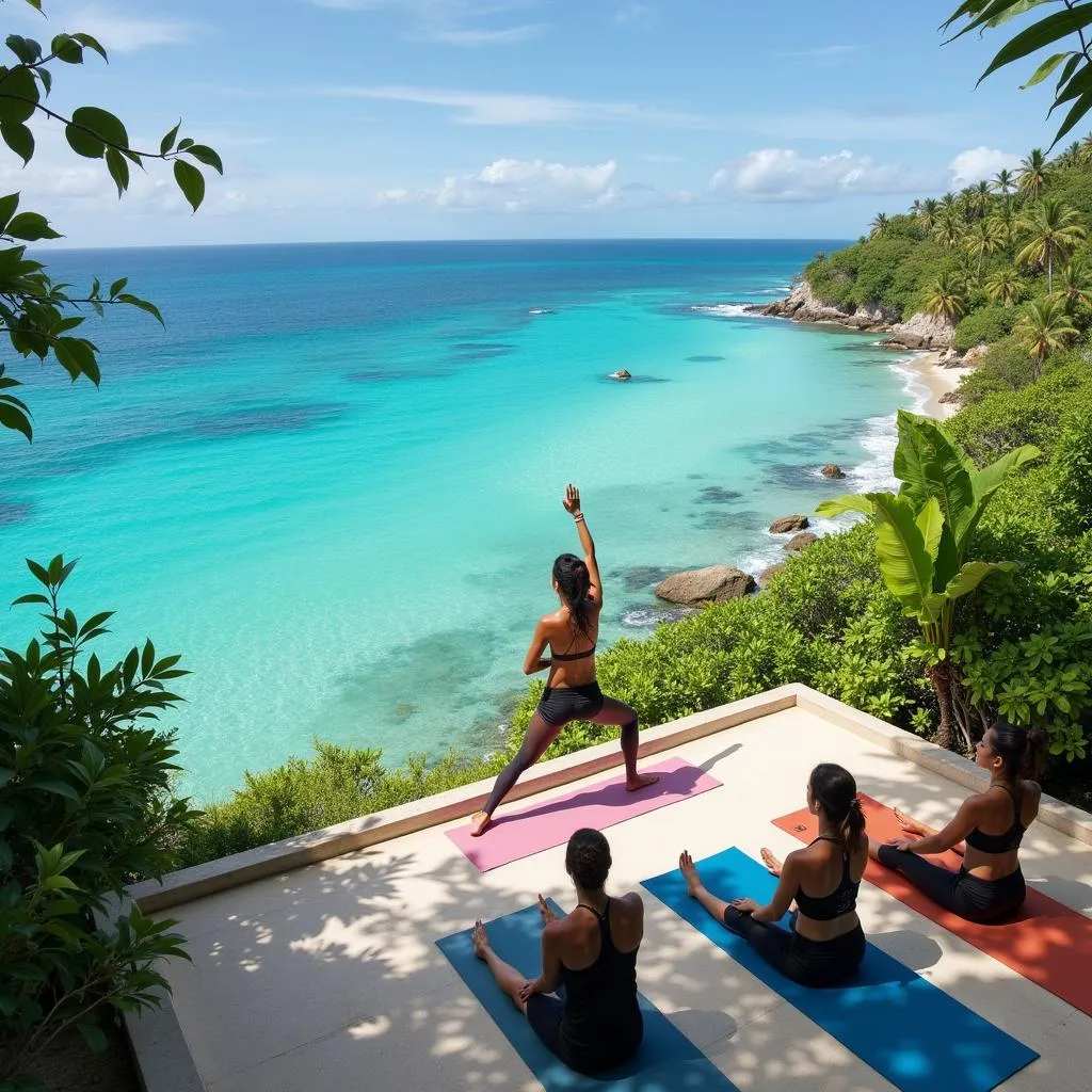 Relaxing yoga session overlooking the ocean at Radisson Blu Azuri