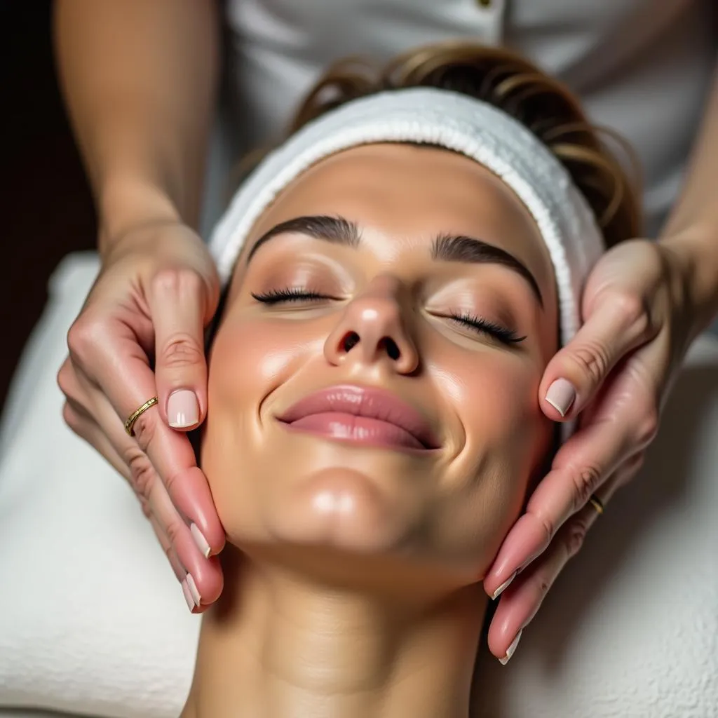 Woman enjoying a facial treatment