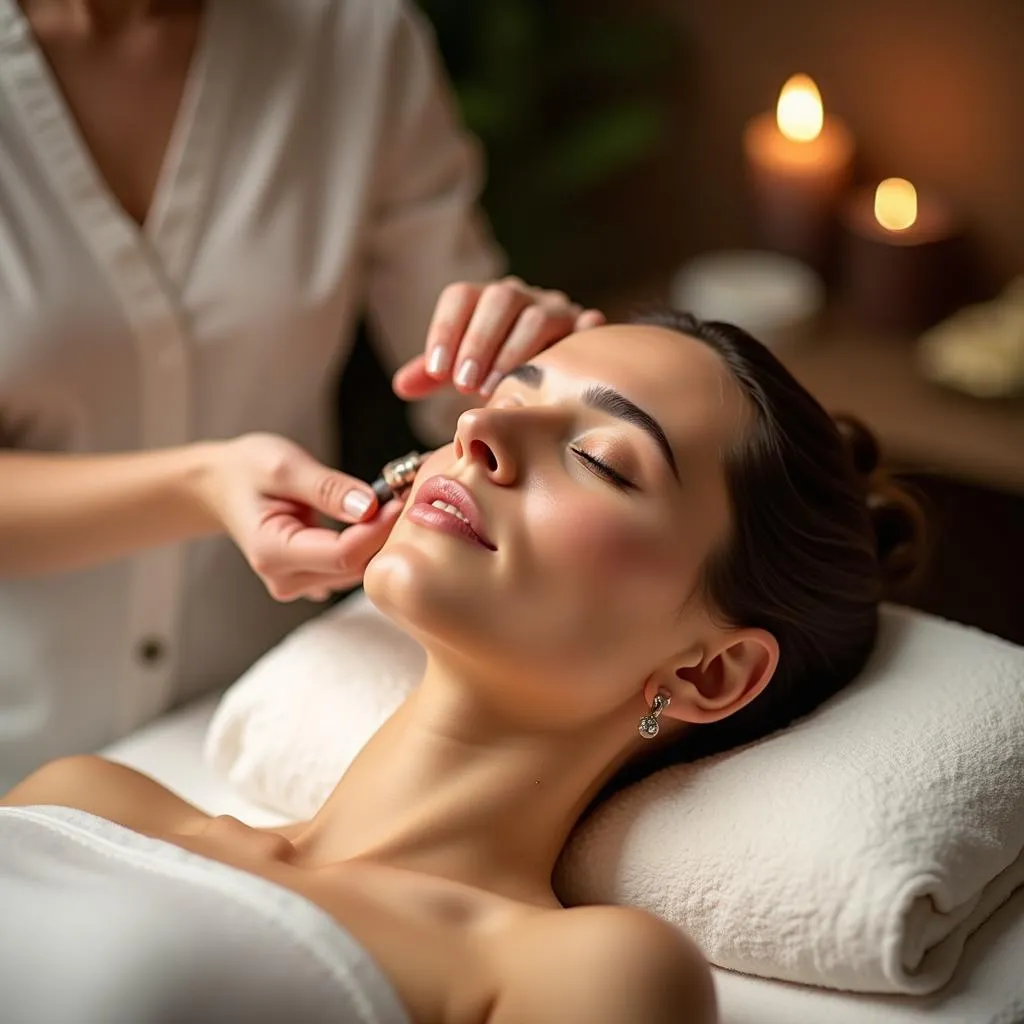 Woman Enjoying a Relaxing Facial Treatment at a Gorakhpur Spa