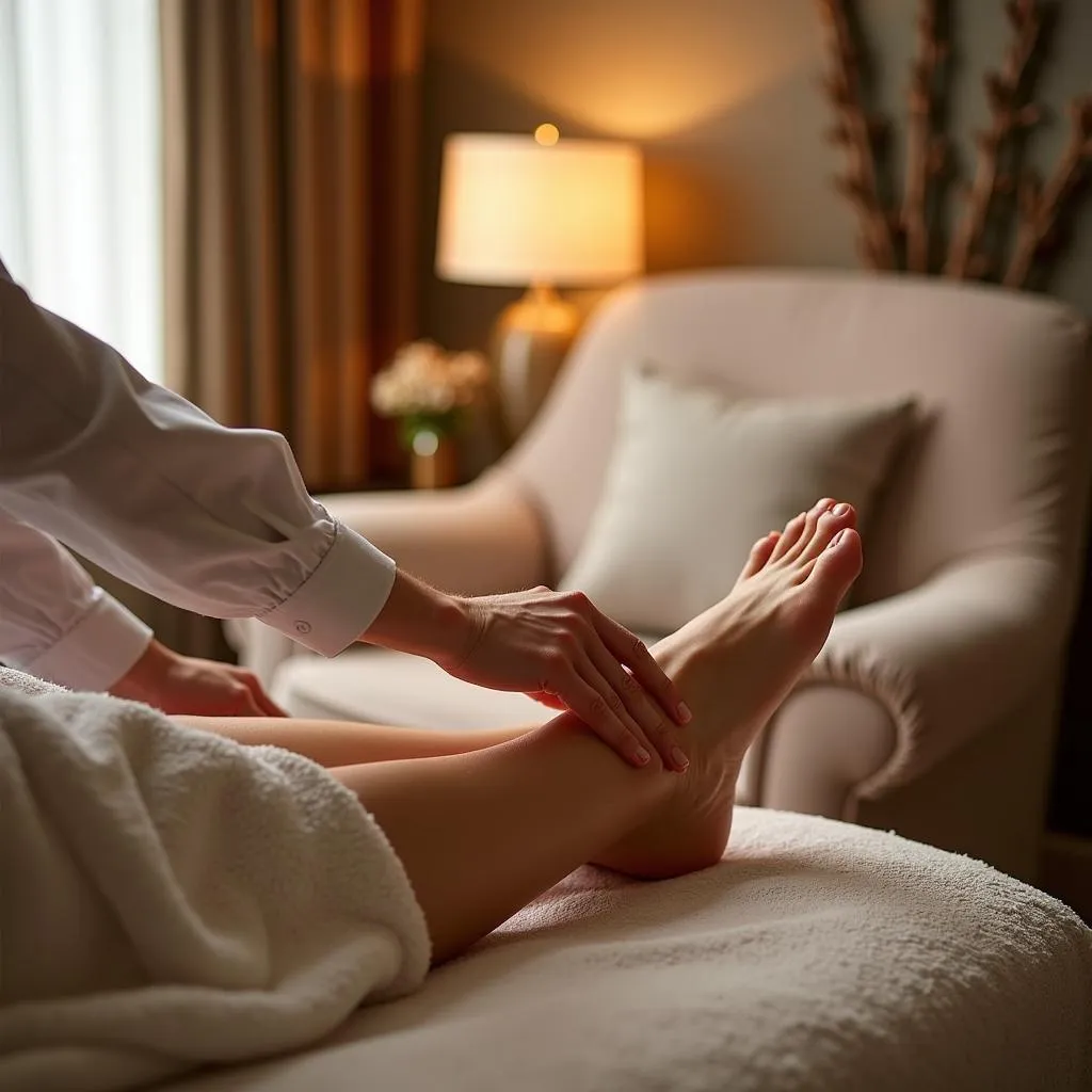 Woman Enjoying a Foot Massage