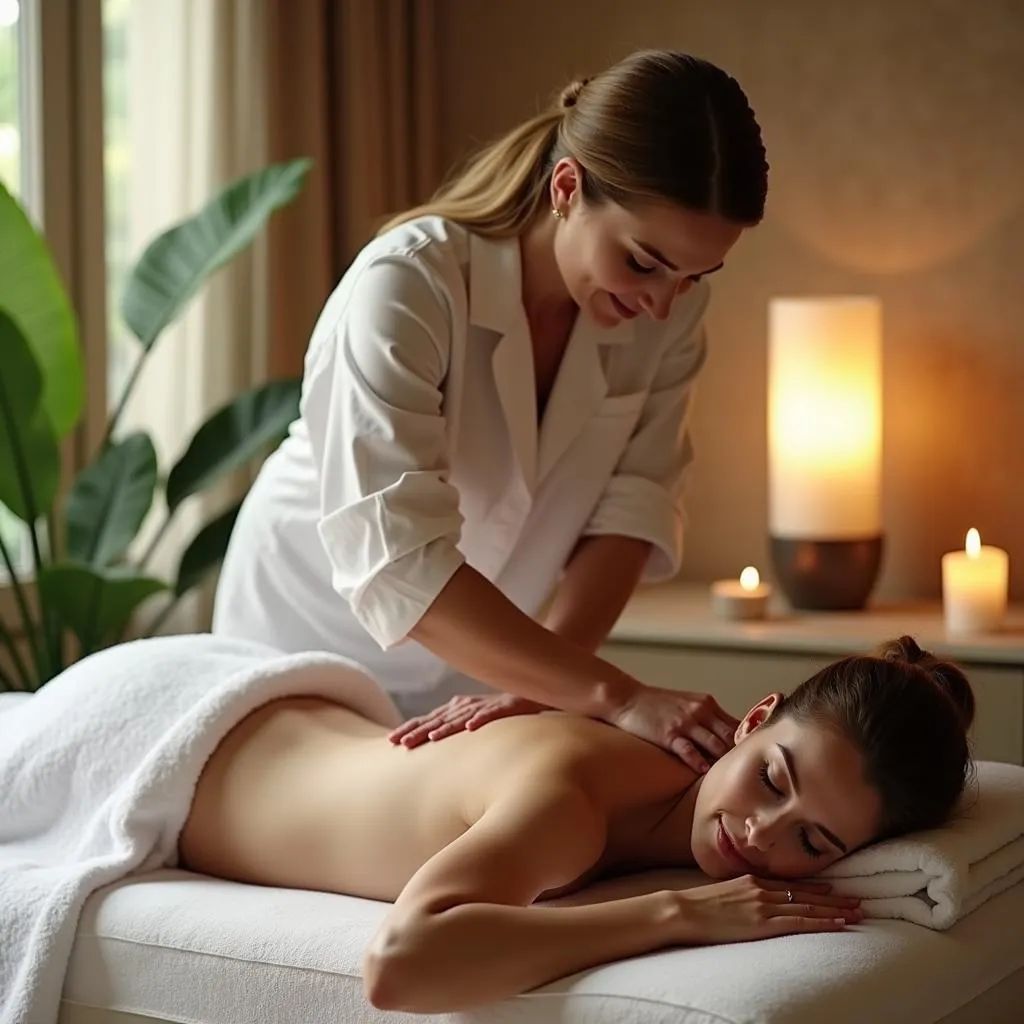 A skilled therapist providing a relaxing massage therapy session at a Salt Lake City spa