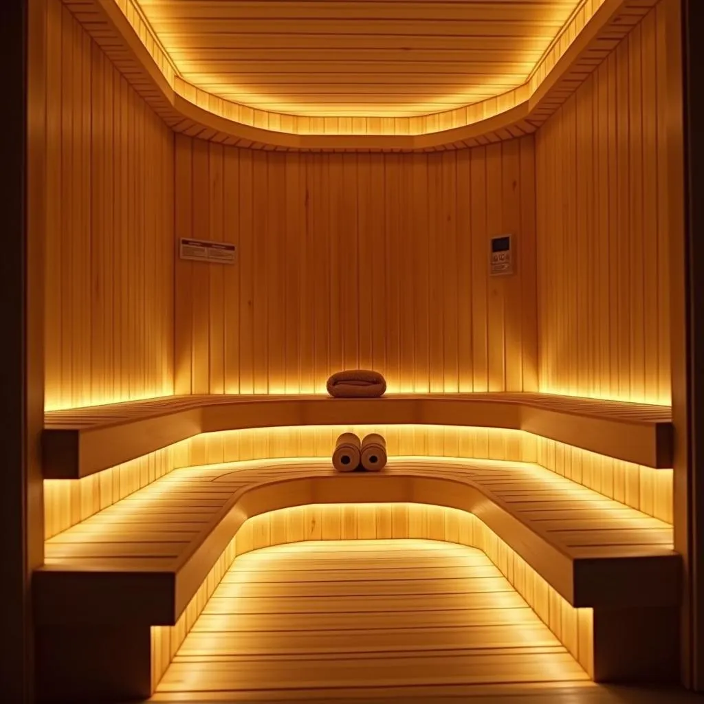 Relaxing sauna room in a Korean spa in Mulund West