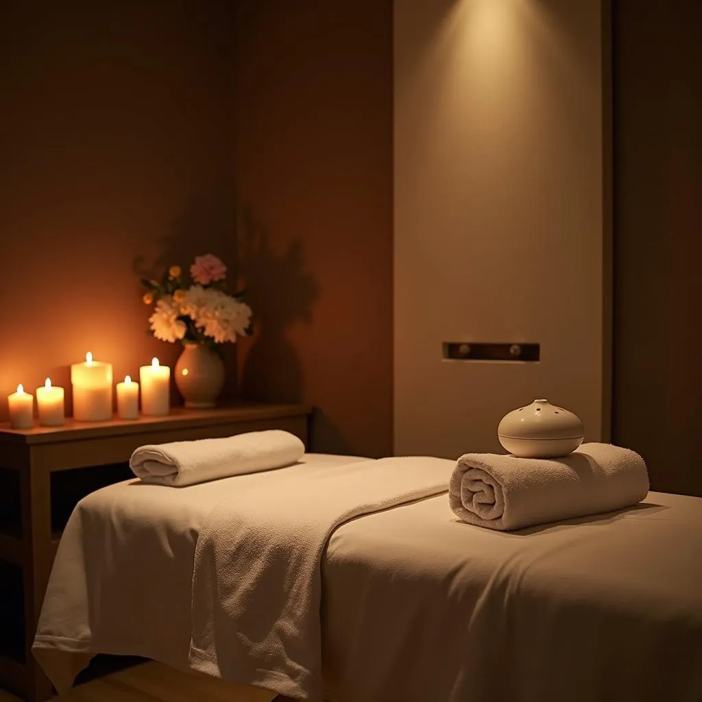 Relaxing Spa Room with Massage Table and Towels