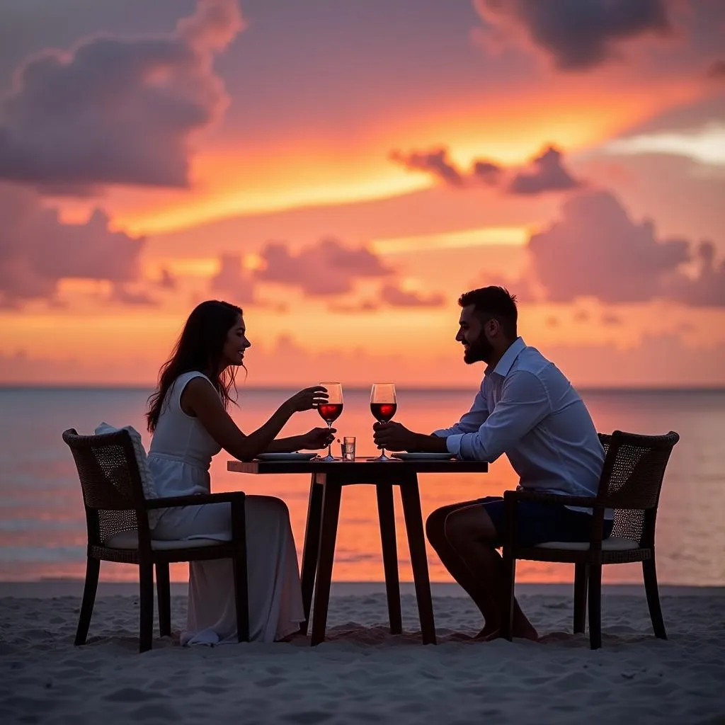 Romantic Dinner for Two on the Beach at Sunset