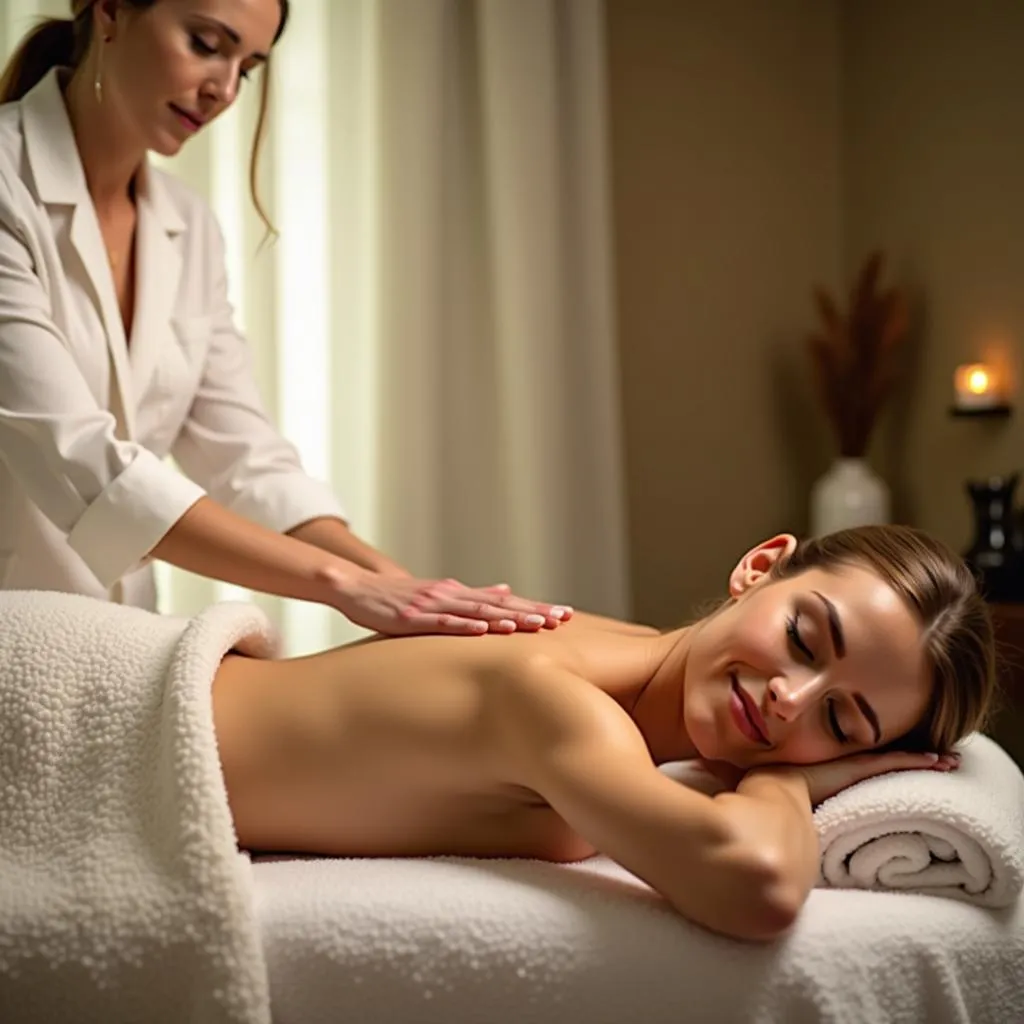 Woman enjoying a relaxing massage at a serene day spa in Salem