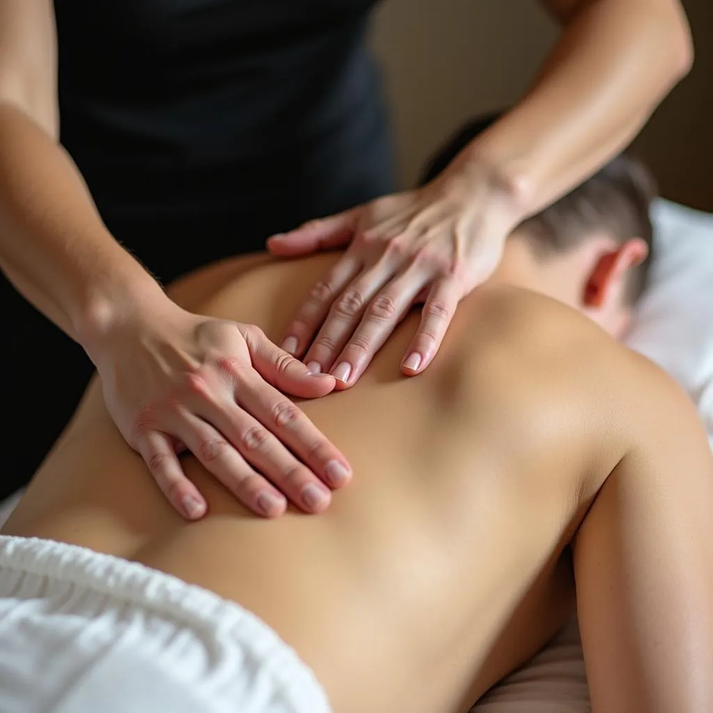 Skilled Therapist Performing Acupressure Massage