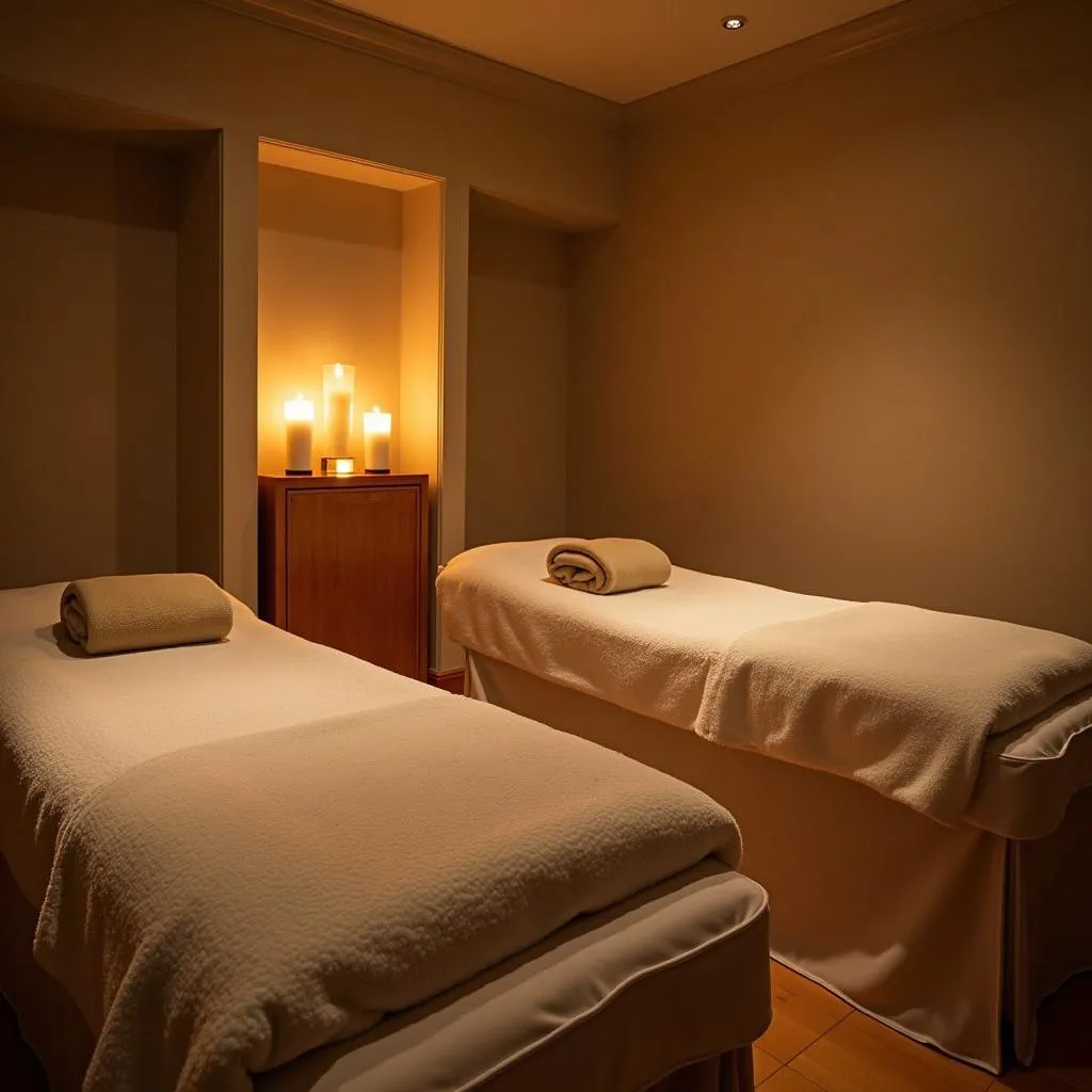 Serene Spa Treatment Room with Candlelight