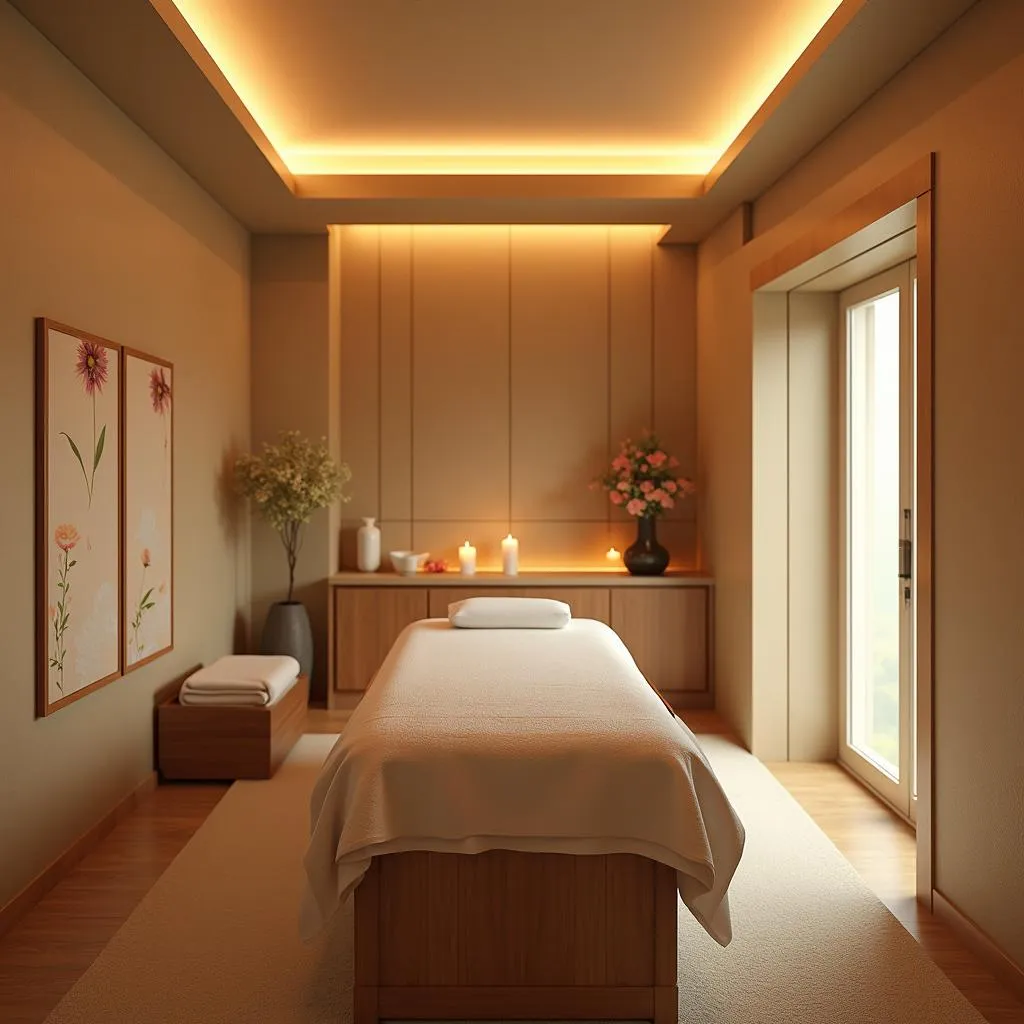 Serene spa treatment room at Golden Tower