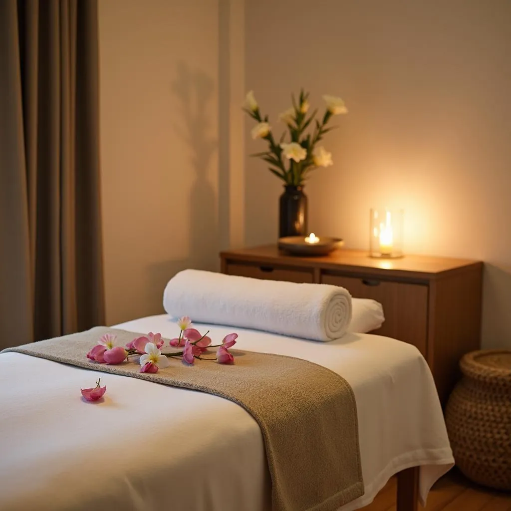 Serene treatment room in urban Thai spa