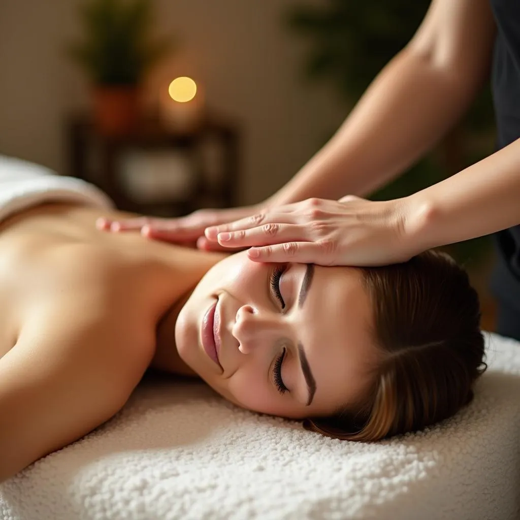 Serene woman enjoying a massage