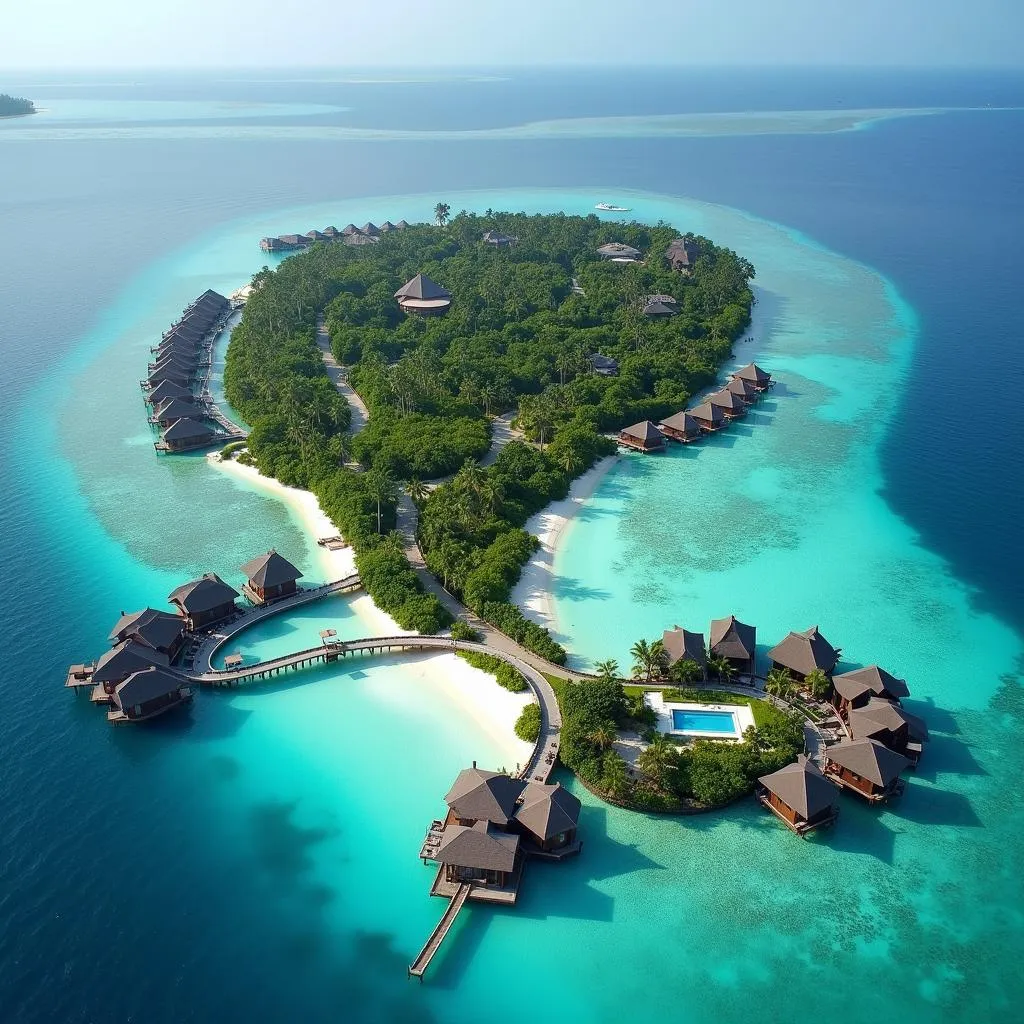 Aerial View of Sheraton Maldives Full Moon Resort & Spa