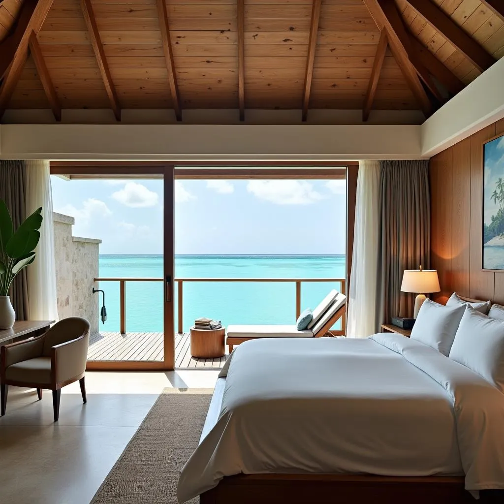 Overwater Bungalow Interior at Sheraton Maldives Full Moon Resort &amp; Spa