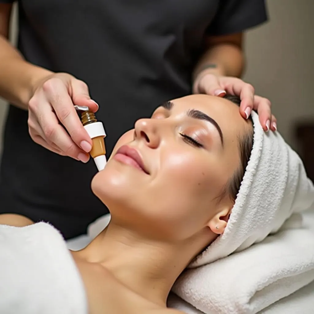 Skilled Therapist Performing a Facial