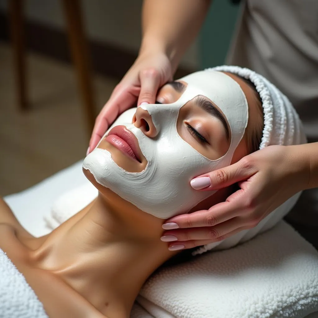 Skilled therapist performing a facial treatment on a client