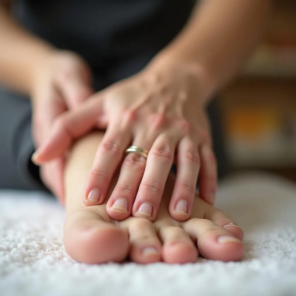 Skilled Therapist Performing Foot Reflexology