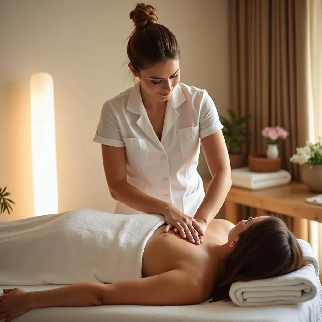 Skilled Therapist Performing Massage