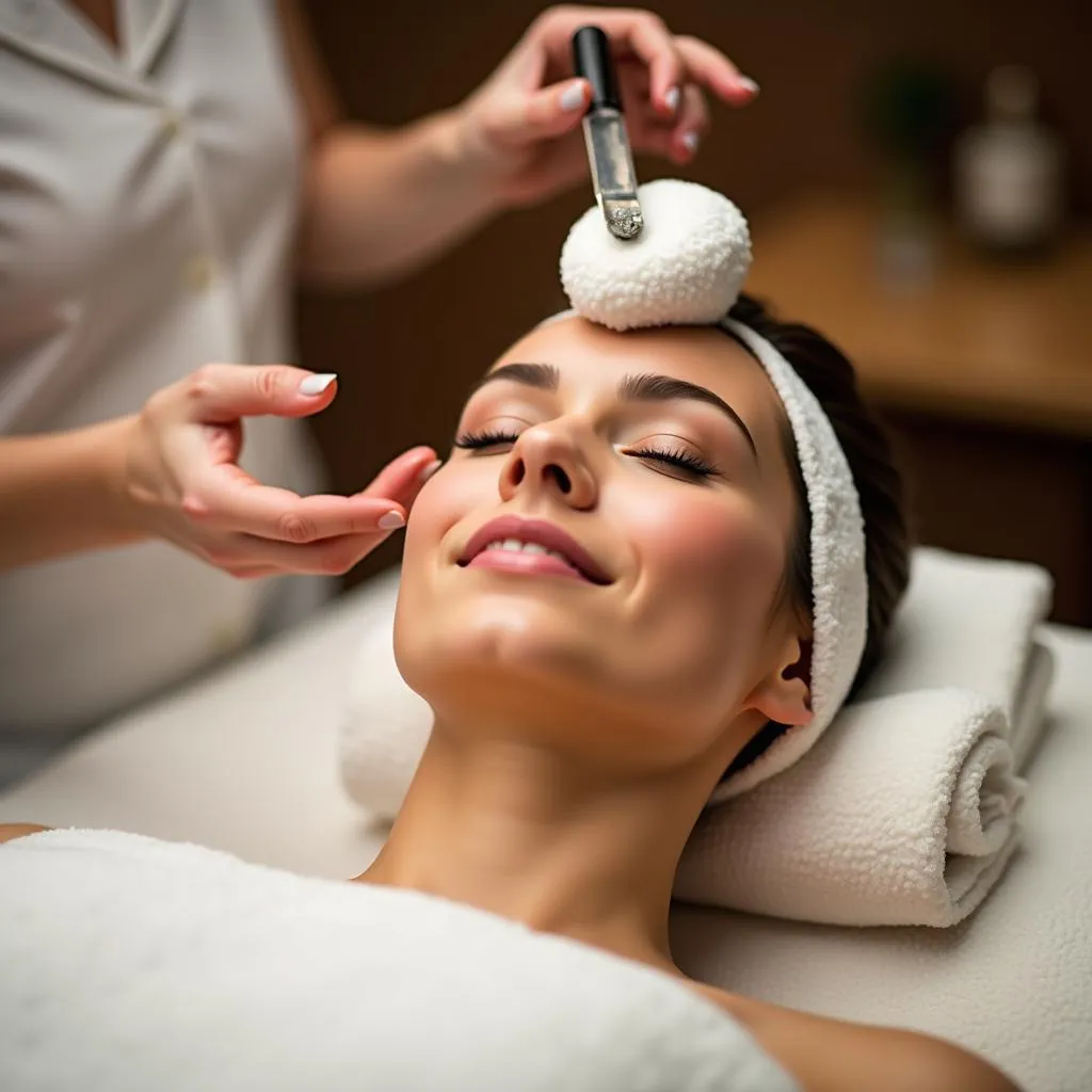 Woman Receiving a Facial Treatment