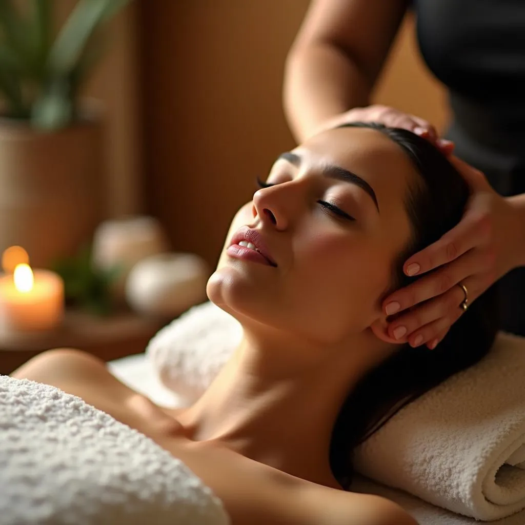 Woman relaxing in a spa in Delhi