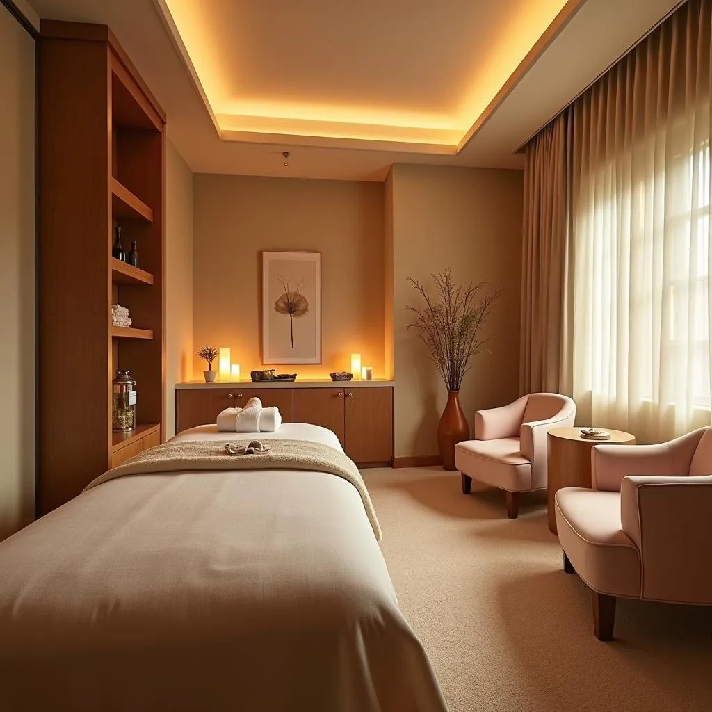 Relaxing spa treatment room interior design