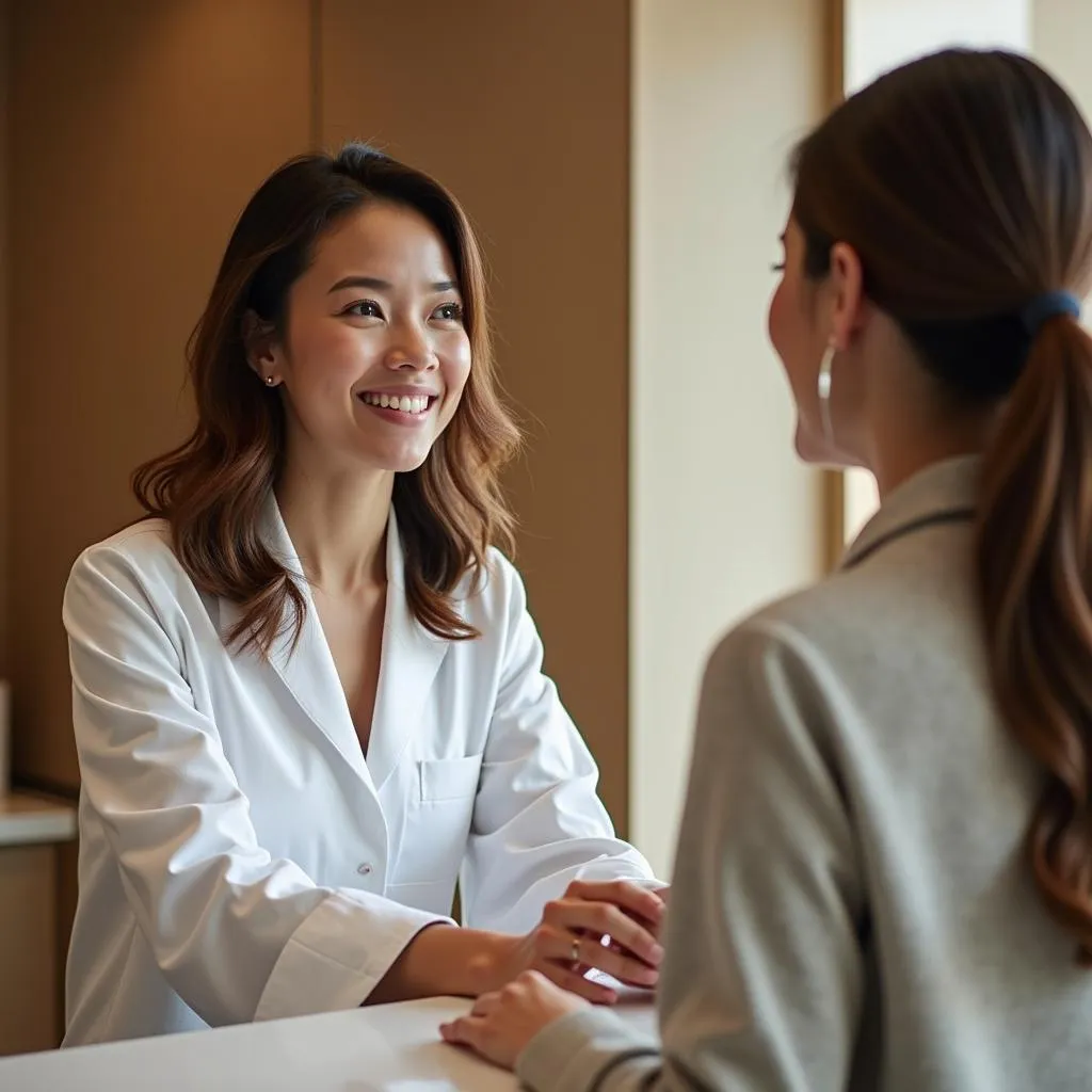 Spa Receptionist Greeting Client