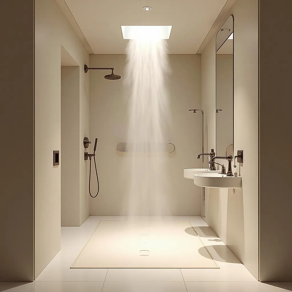 Relaxing spa shower in a luxurious bathroom