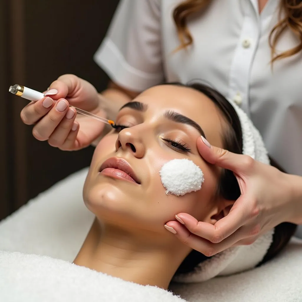 Spa Therapist Applying Products