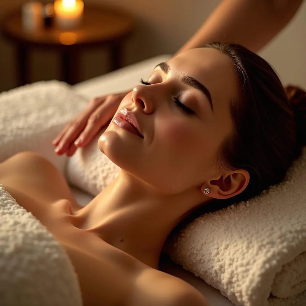 Woman receiving a relaxing massage at Spencer Spa