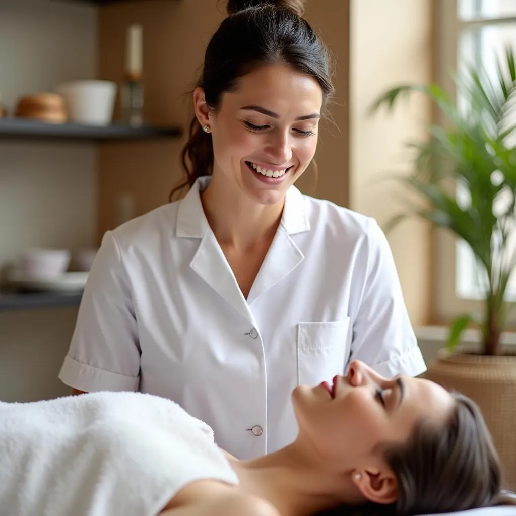 A Successful Spa Therapist Consulting with a Client