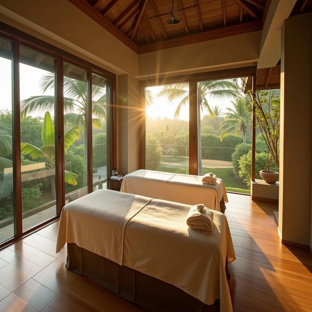 Serene spa treatment room at The Taaras