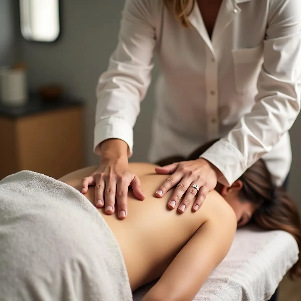 Skilled therapist performing a relaxing massage on a client