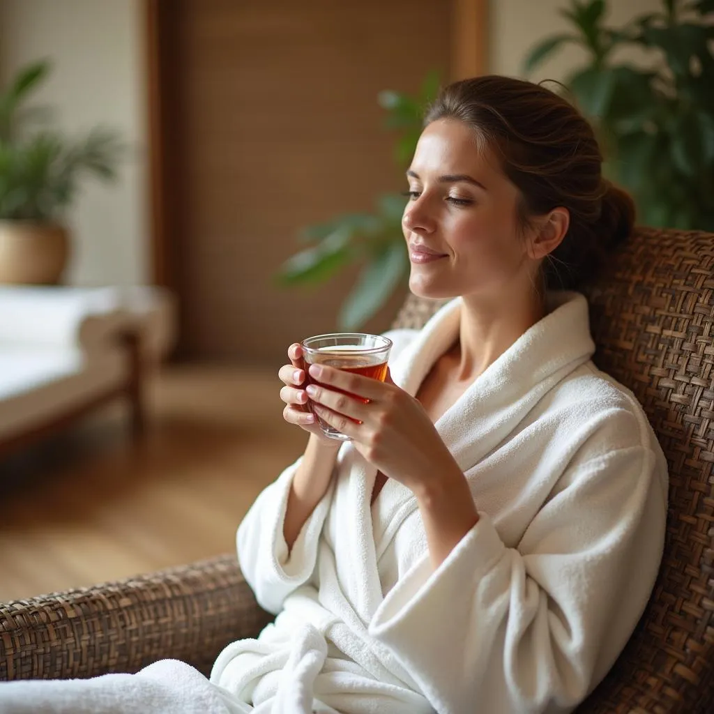 Woman Relaxing at a Spa in Toulouse