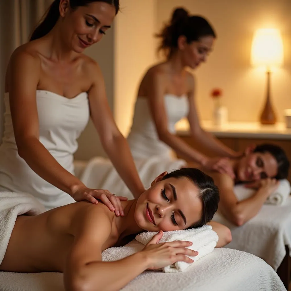 Couple enjoying a relaxing massage at a Vermont resort and spa