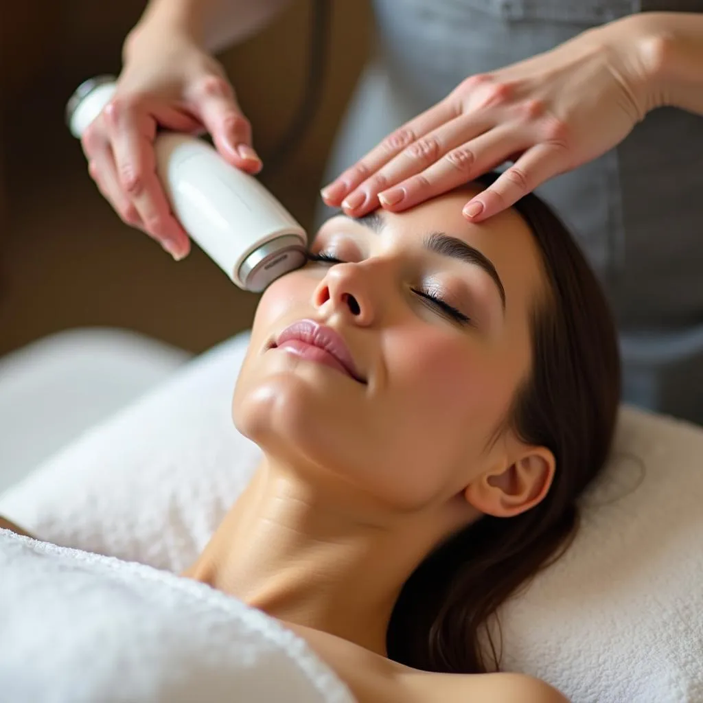 Woman Enjoying Almag Spa Facial