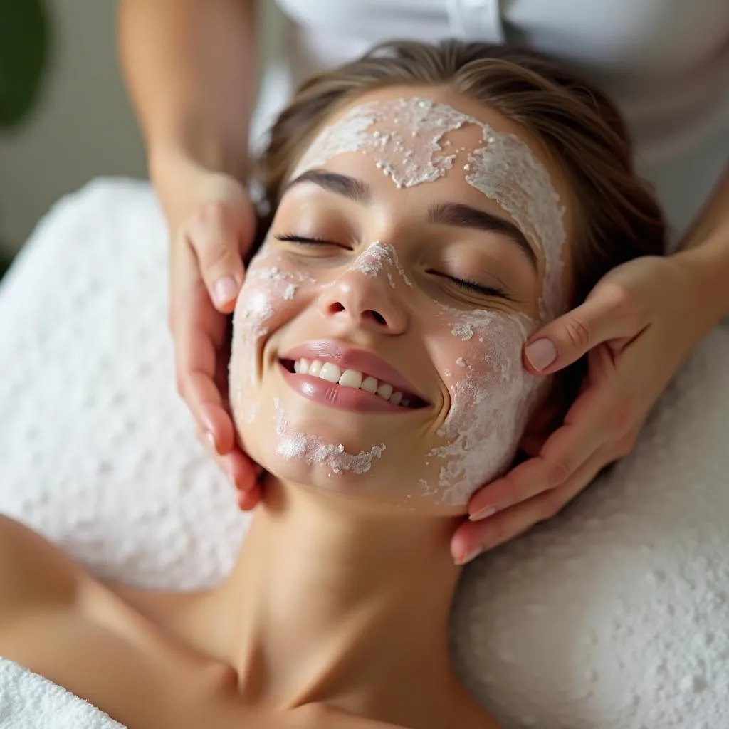 Woman Relaxing During Body Scrub Treatment