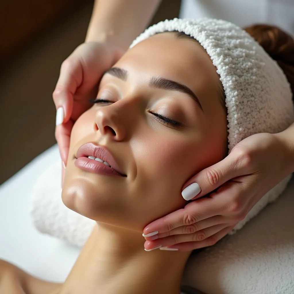 Woman Enjoying a Facial Treatment