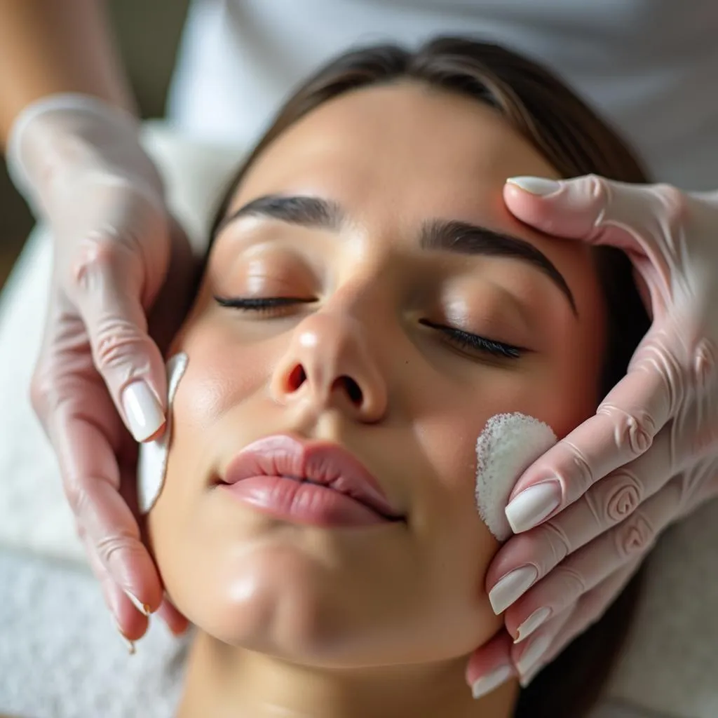 Woman Receiving Facial Treatment