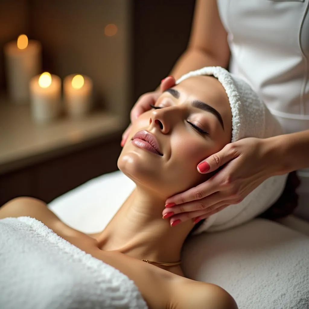 Woman enjoying a facial treatment at a Rohini spa